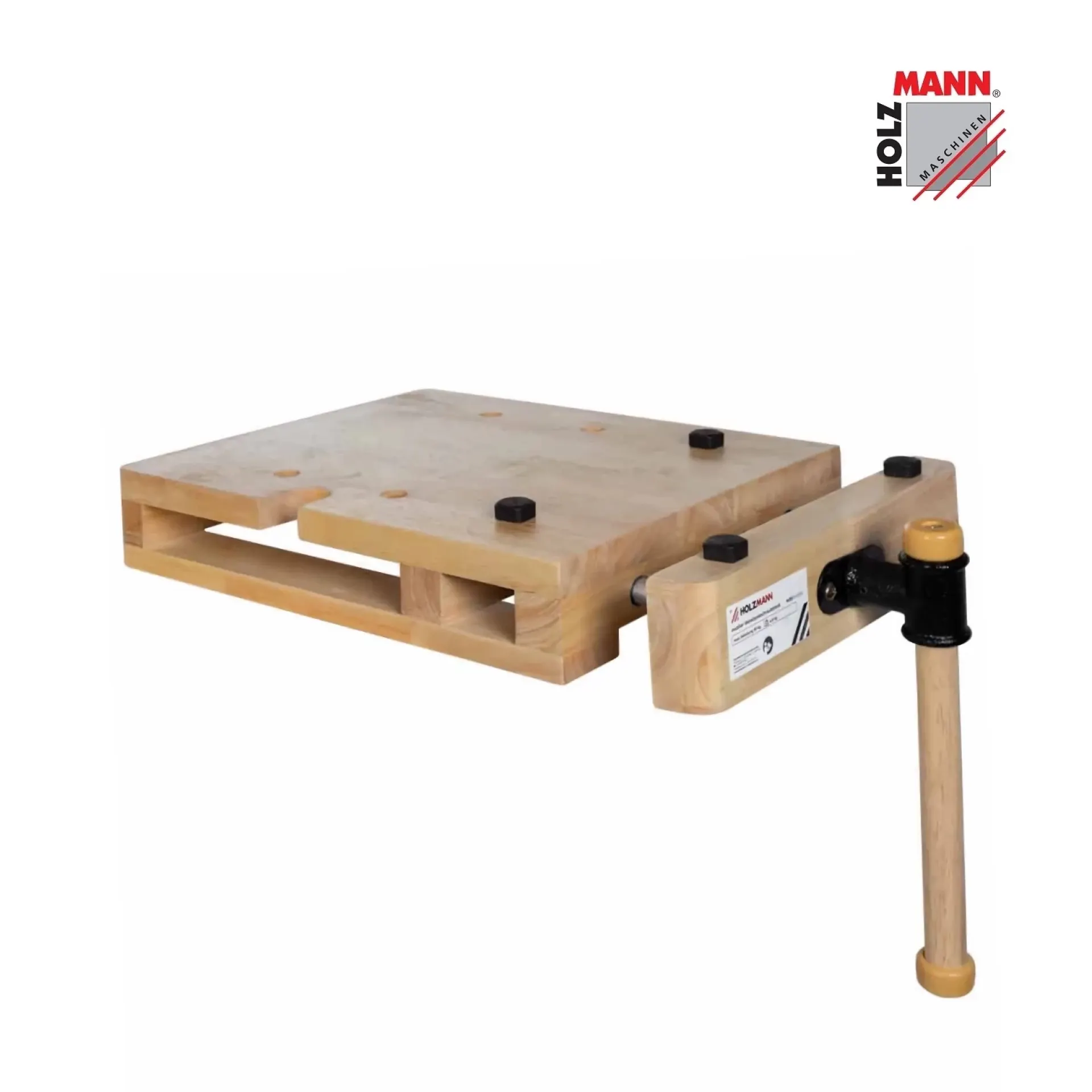 houten werkblad met bankschroef.