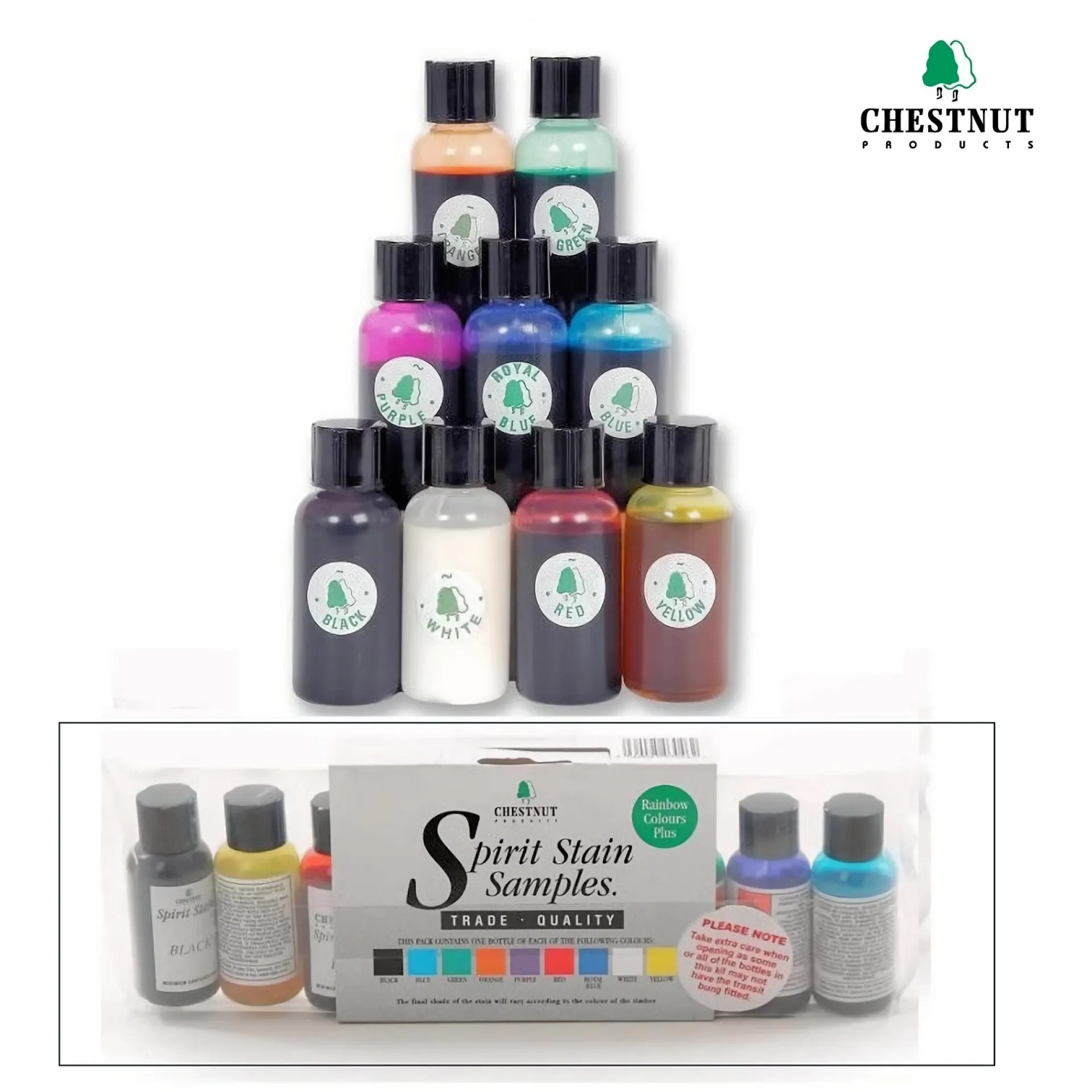 spirit stain set rainbow colours Chestnut.