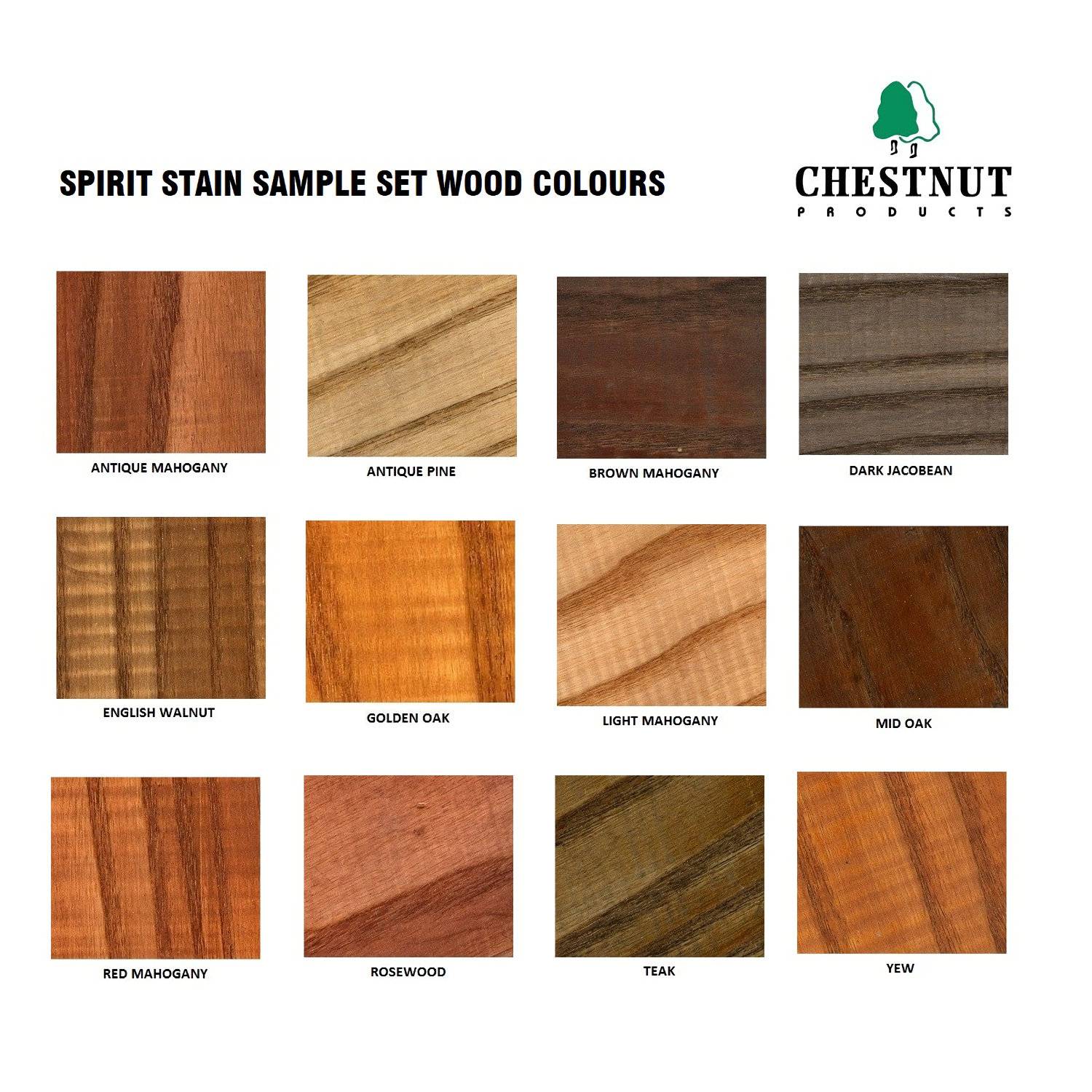 spirit stain sample set wood colours