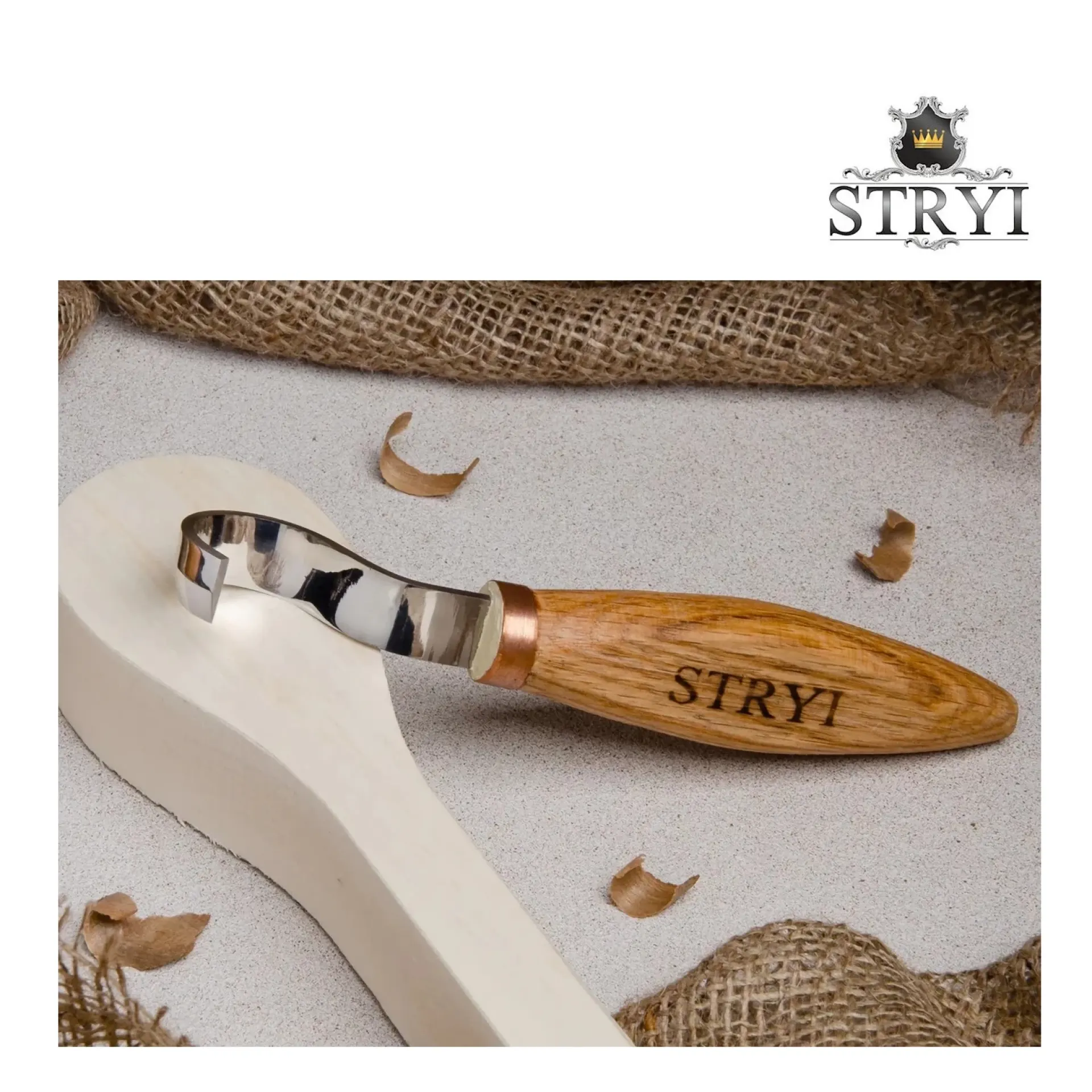 lepelmes Stryi spoon carving knife.
