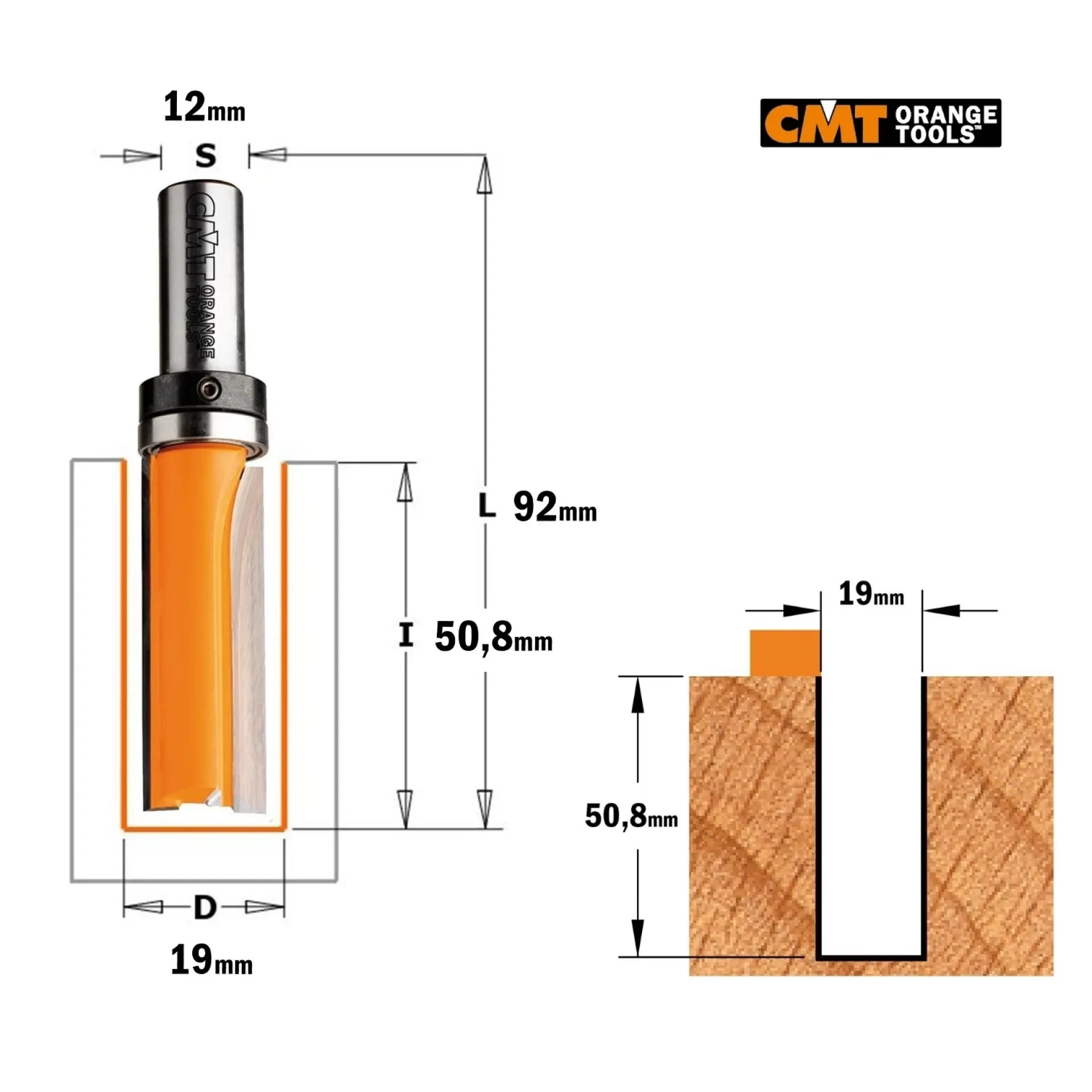 CMT Frees 19 mm x 50 mm met kogellager.