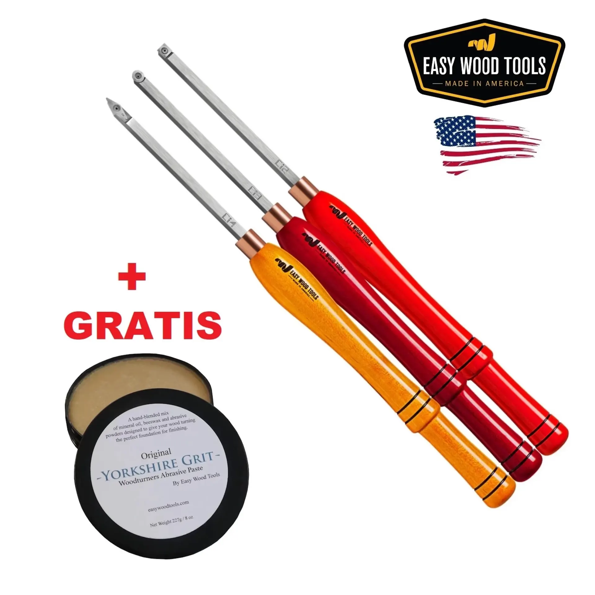Easy Wood Tools houdtraaibeitels mid size set.