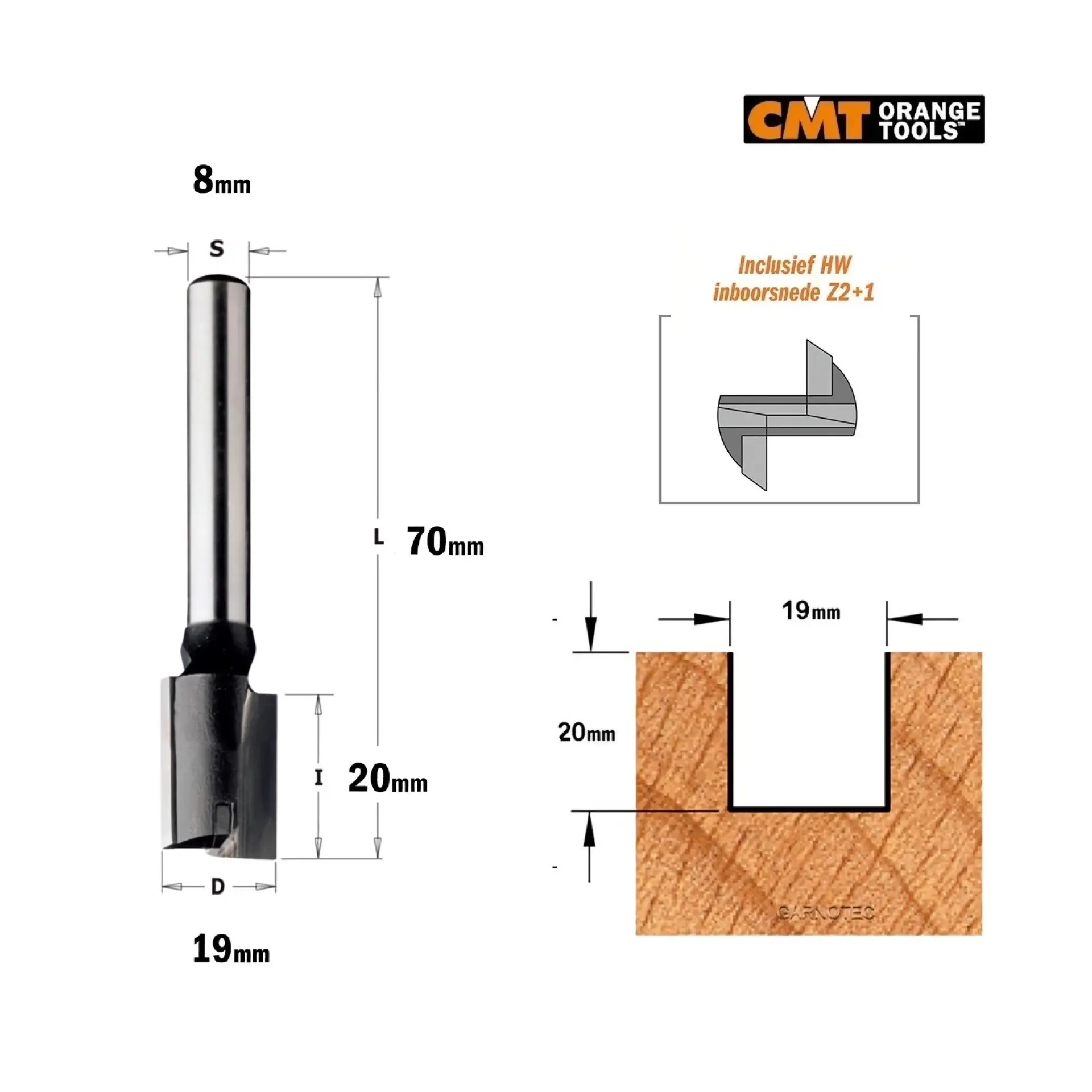 frees recht CMT 19 x 20 mm.