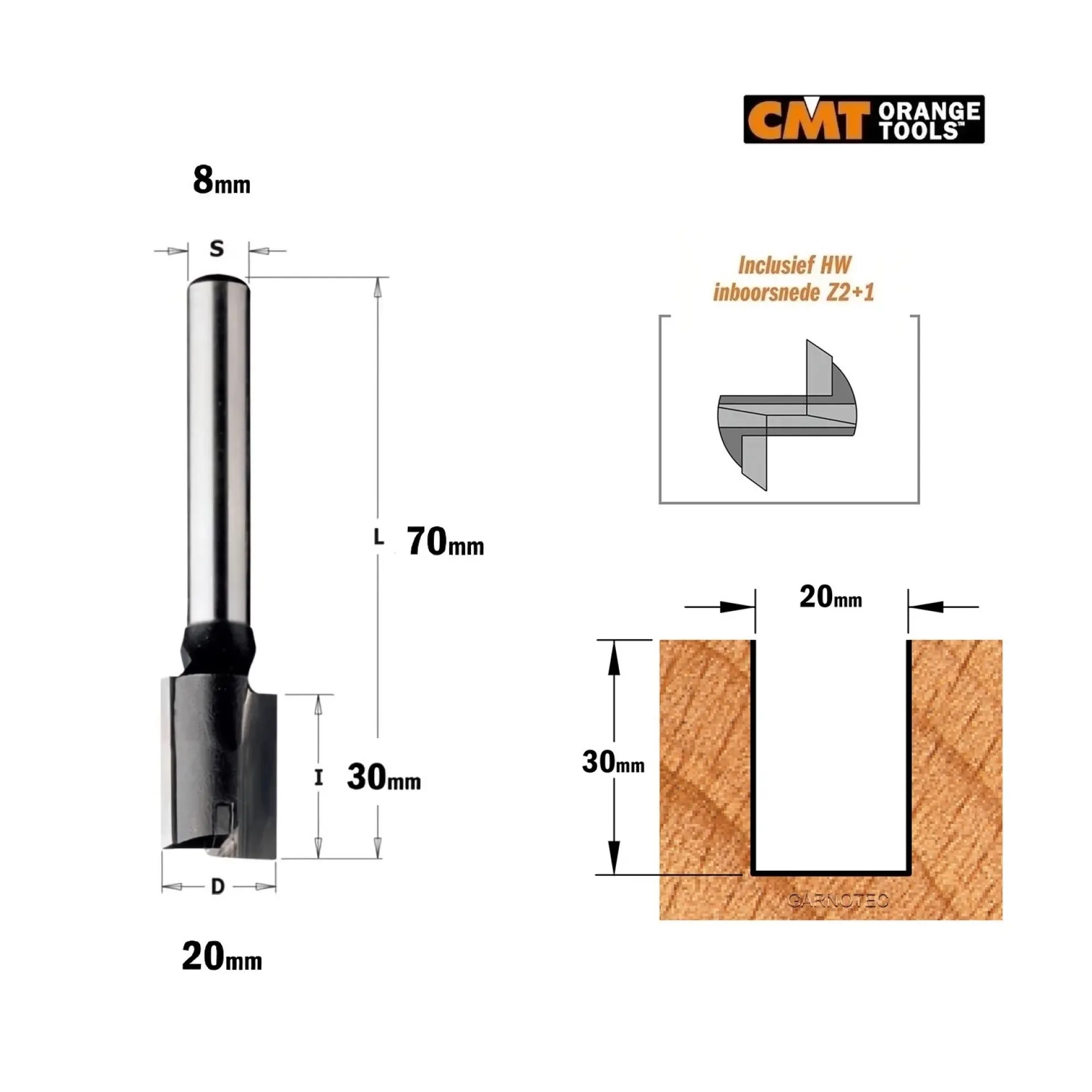 frees recht CMT 20 x 30 mm.