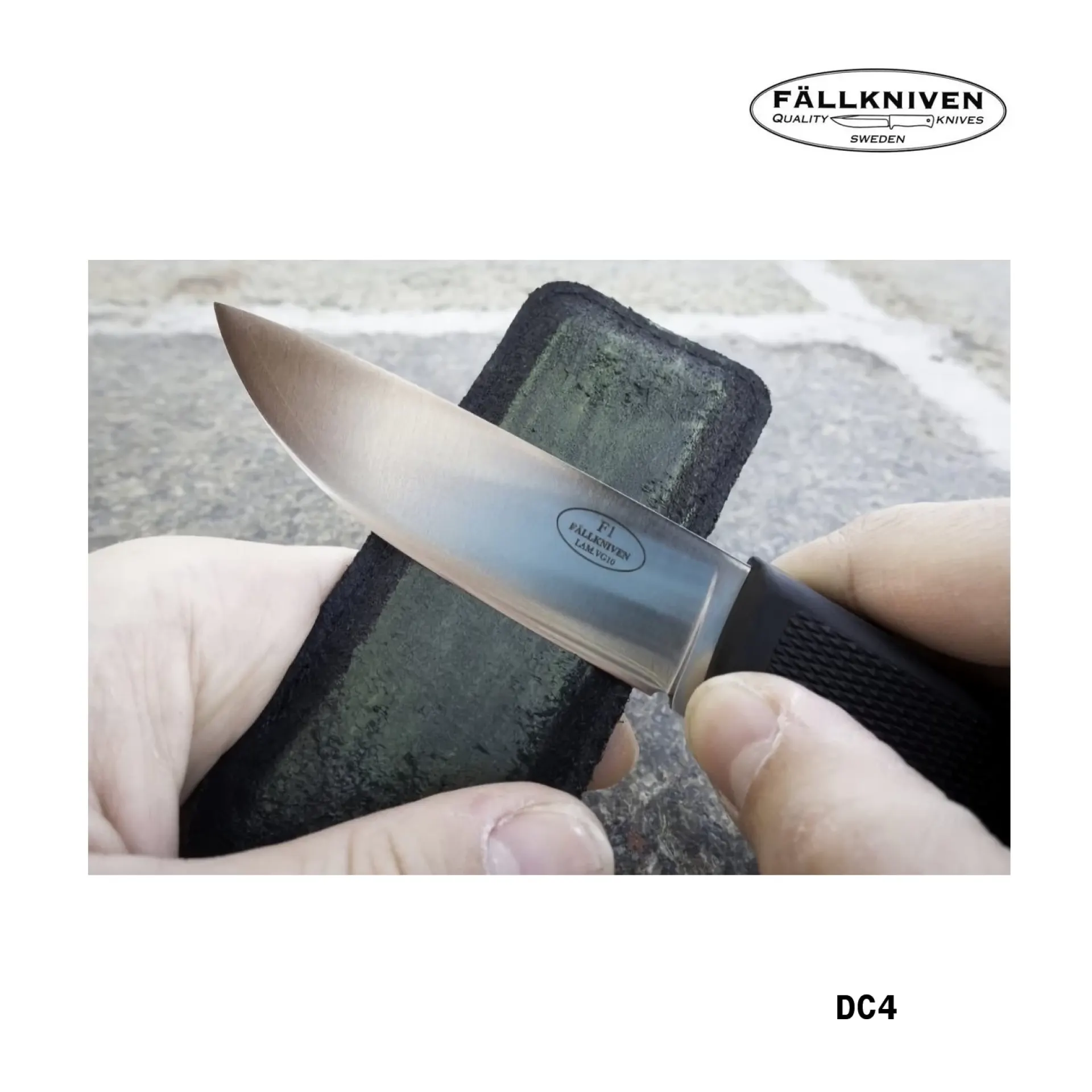 slijpsteen Fallkniven DC4 afwetten.