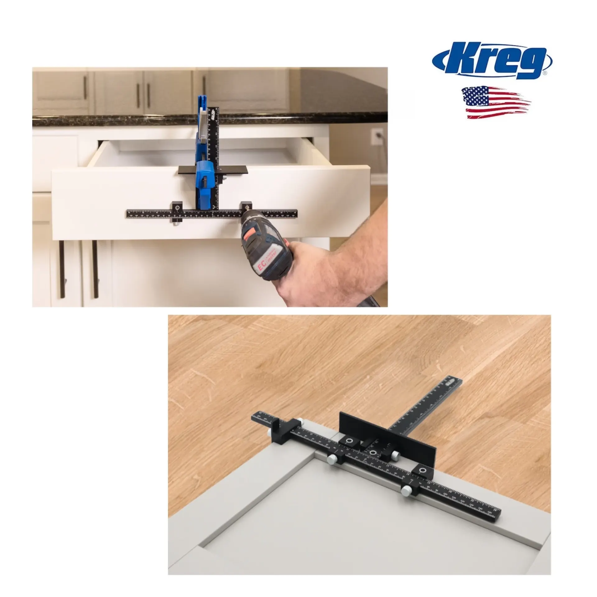 Kreg KHI-XLPULL sjabloon voor kast hardware.