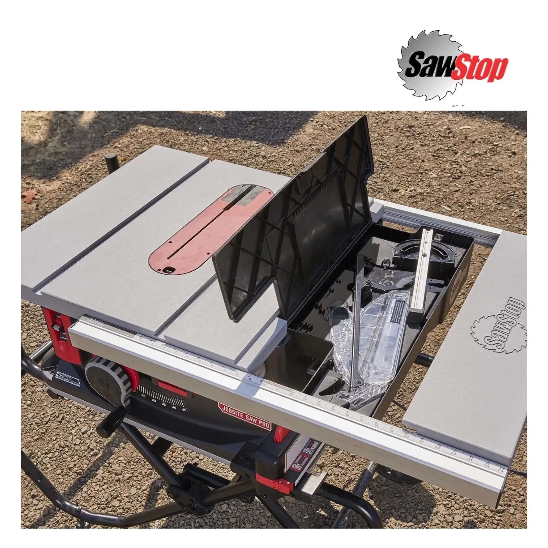 SawStop JSS tafelzaag accessoirelade.