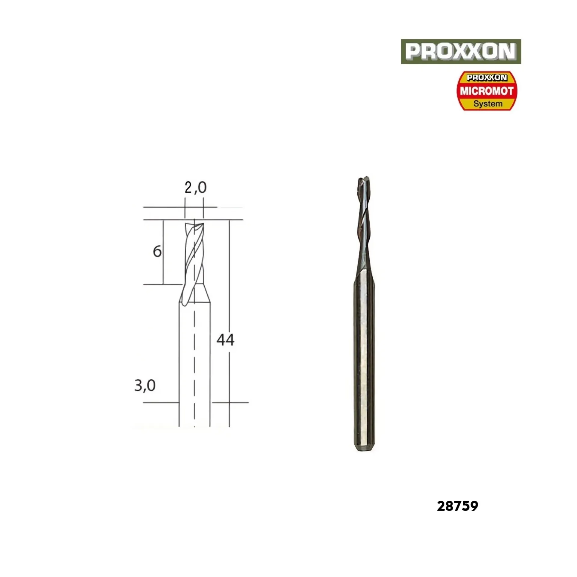 Proxxon freesje hardmetaal 2 mm.