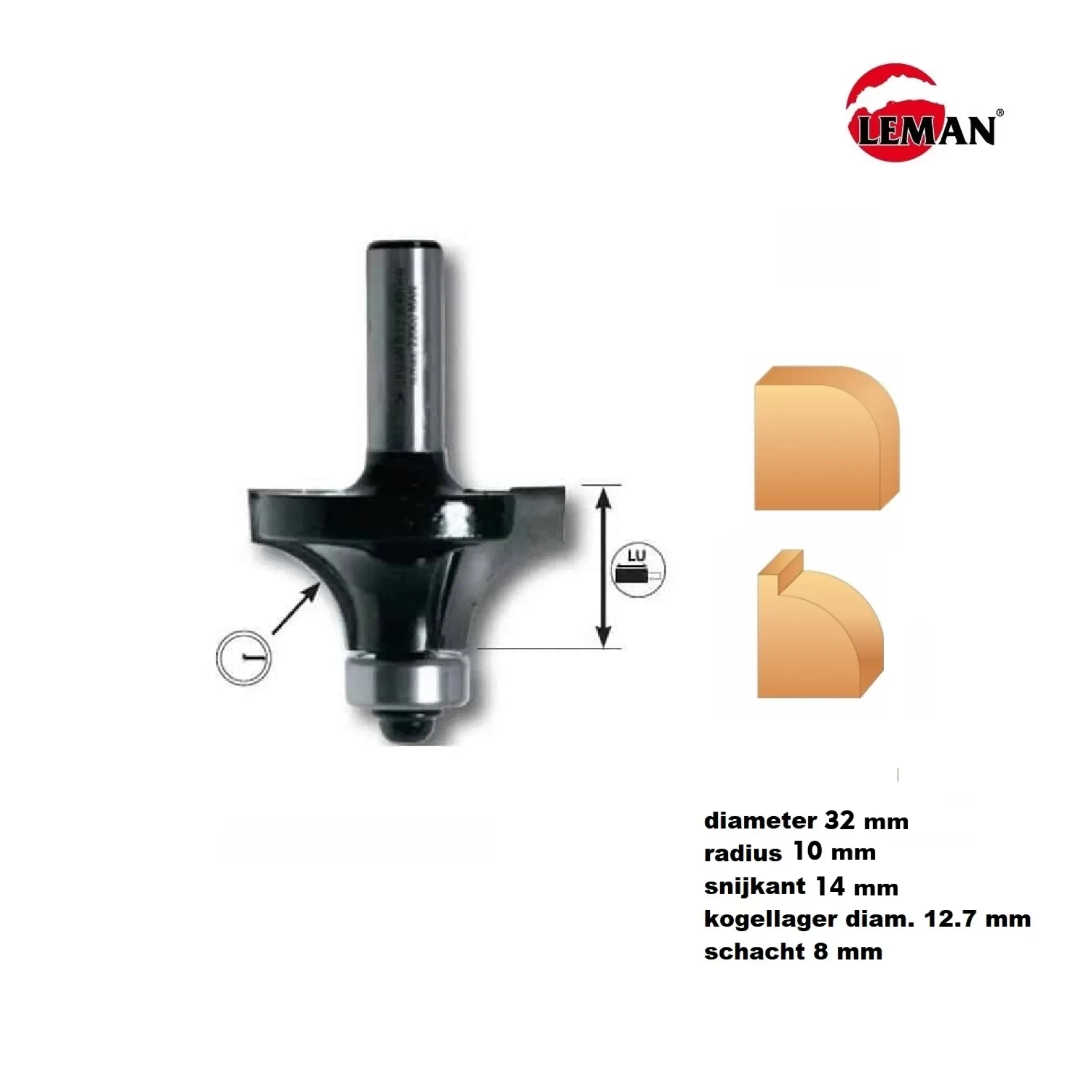 afrondingsfrees 32 mm radius 10 mm.