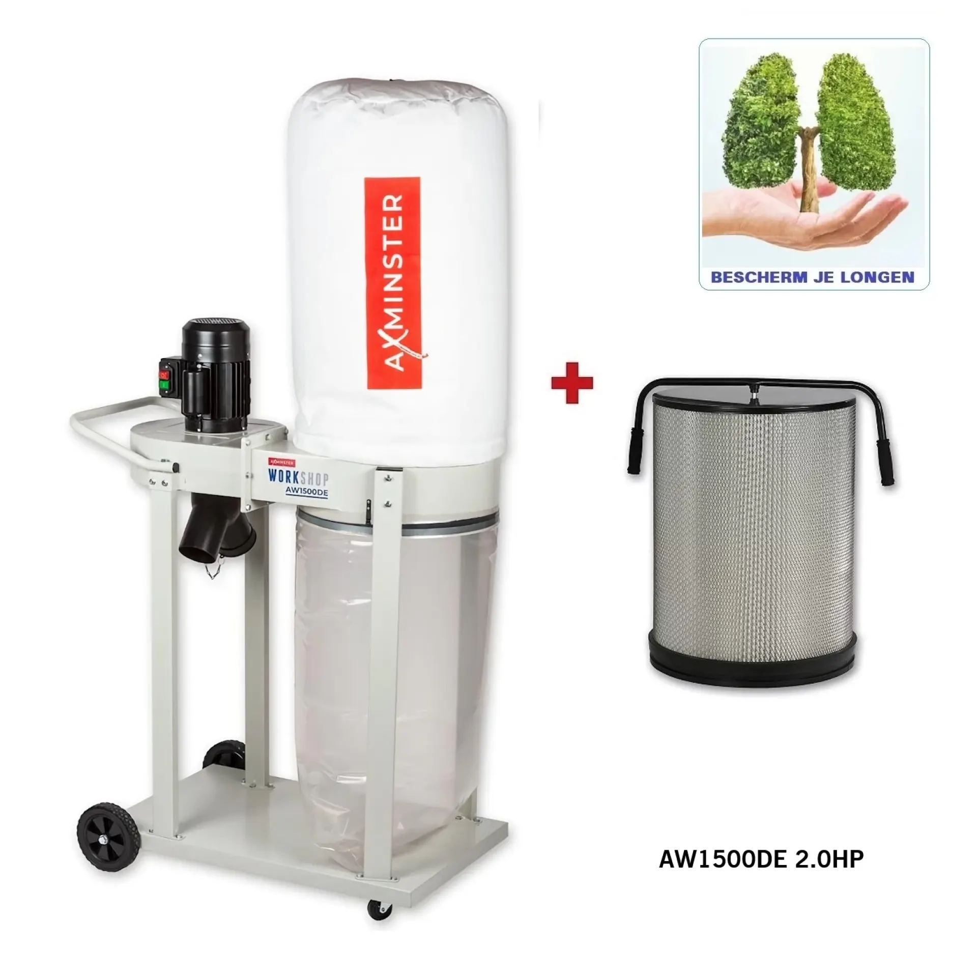 stofafzuiging Axminster AW1500DE microfilter.