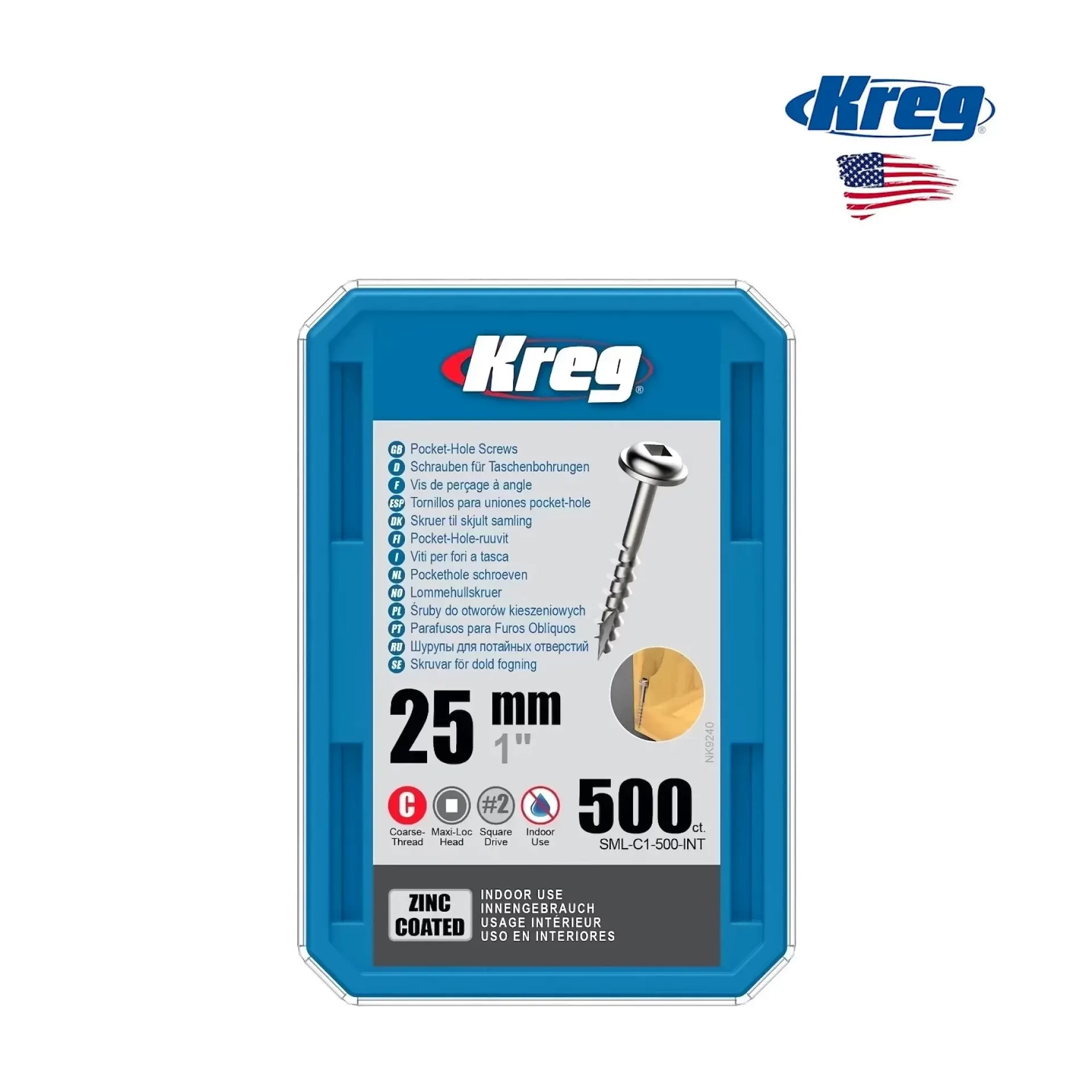 Kreg schroeven 25 mm grof 500 stuks.