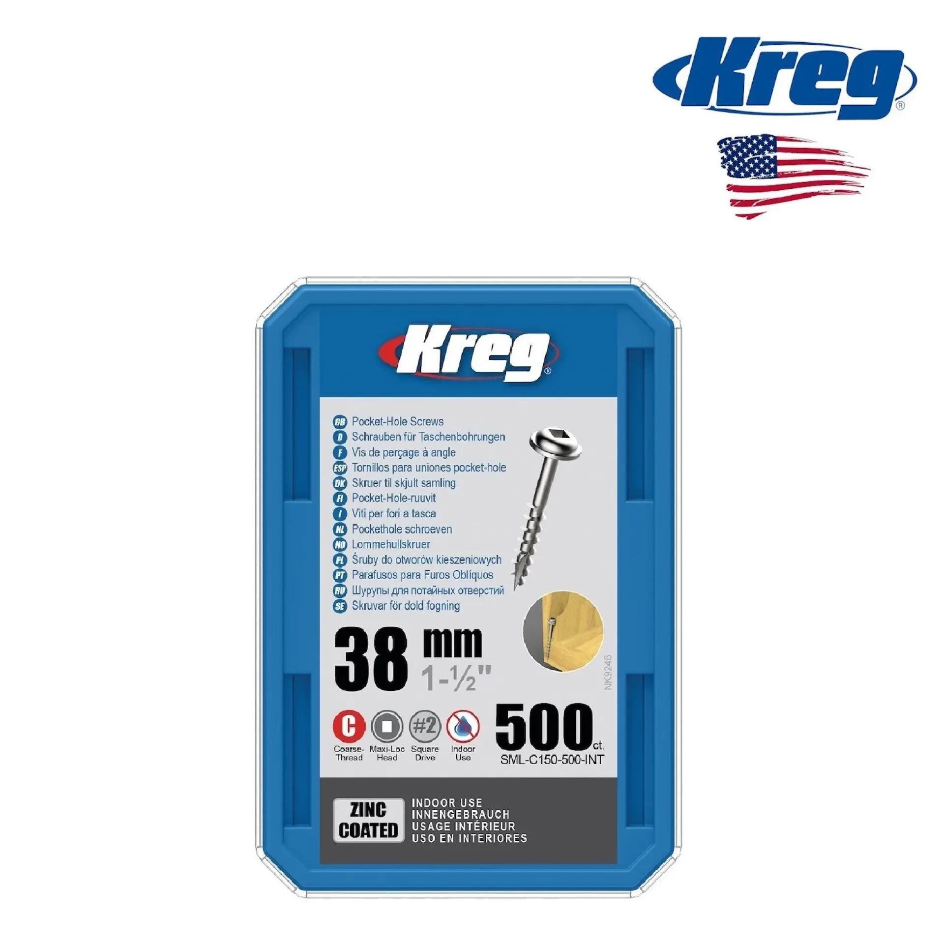 Kreg schroeven 38 mm grof 500 stuks.